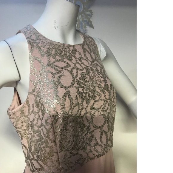 Le Chateau Blush Pink Rose Gold Champagne Fit Flare Prom Wedding summer dress - Picture 2 of 6